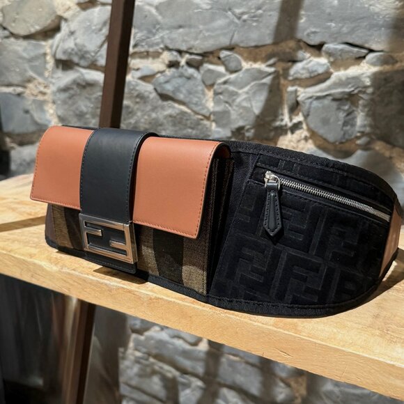 Fendi SS20 Forever Mixed Canvas Crossbody FF Baguette Belt Bag - Picture 2 of 16